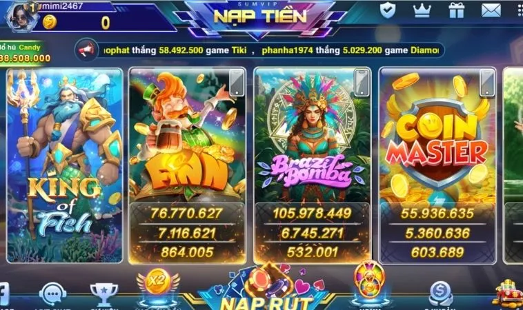 Nổ Hũ SumVip - Trải Nghiệm Game Slot Đỉnh Cao Cùng Tỷ Lệ Thắng Hấp Dẫn 1 Sảnh Nổ Hũ SumVip quy tụ nhiều thể loại game nổ hũ hấp dẫn