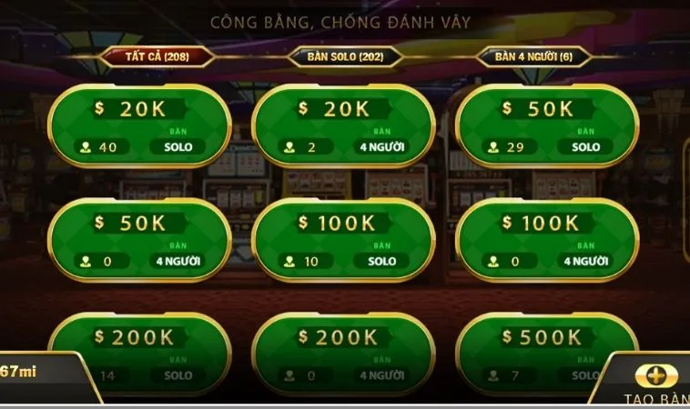 Hướng Dẫn Chi Tiết Cách Chơi Tiến Lên Miền Nam Tại SumVip 2 Các bàn chơi Tiến Lên Miền Nam Tại SumVip có đa dạng các mức cược